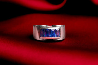 French Art Deco Silver Tank Ring, circa 1940s