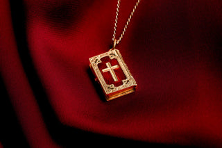 French Red Enamel Bible Locket Pendant, c.1880