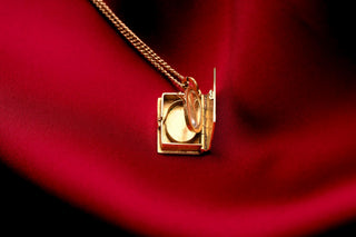 French Red Enamel Bible Locket Pendant, c.1880