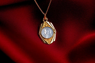 French Art Deco Our Lady of Lourdes Mother-of-Pearl Pendant, c.1930