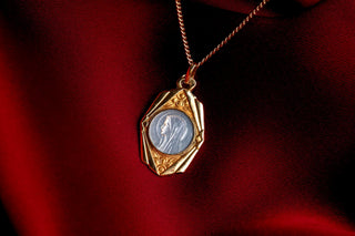 French Art Deco Our Lady of Lourdes Mother-of-Pearl Pendant, c.1930