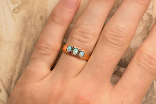 Victorian 18K Gold Opal, Ruby & Diamond Band Ring, c.1900