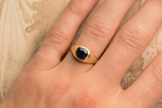Antique Italian Gold and Sapphire Signet Ring, circa 1890