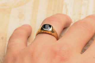 Antique Italian Gold and Sapphire Signet Ring, circa 1890