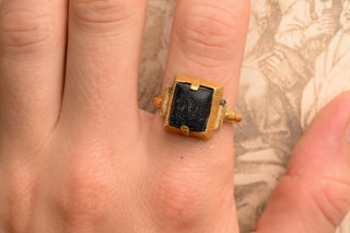 Ancient Blue Glass Ring Seljuk High-Carat Gold
