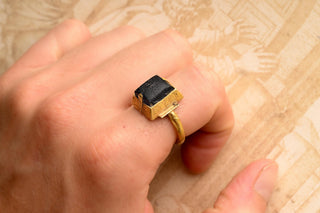Ancient Blue Glass Ring Seljuk High-Carat Gold