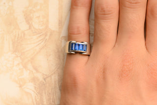 French Art Deco Silver Tank Ring, circa 1940s
