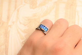 French Art Deco Silver Tank Ring, circa 1940s