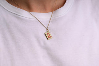 French Red Enamel Bible Locket Pendant, c.1880
