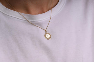 Antique French 18K Gold & Mother of Pearl St Christopher Pendant, c.1930