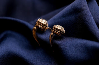Austro-Hungarian 14K Gold & Silver Rose-Cut Diamond Dormeuse Earrings, Vienna