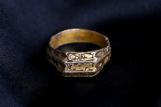 15th-Century English Silver-Gilt Iconographic Ring with Three Saints