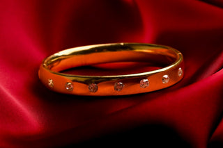 Victorian French Diamond Bangle; Antique 18K Gold Old Cut Diamond Bracelet