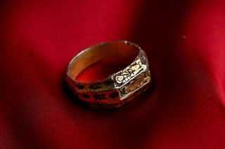 15th-Century English Silver-Gilt Iconographic Ring with Three Saints