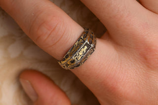 15th-Century English Silver-Gilt Iconographic Ring with Three Saints