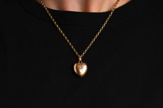 Austro-Hungarian 14K Rose Gold Heart Locket with Rose-Cut Diamond c.1880