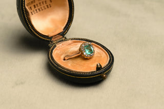 Victorian Emerald and Diamond Cluster Ring by Raymond c.1890 Brussels