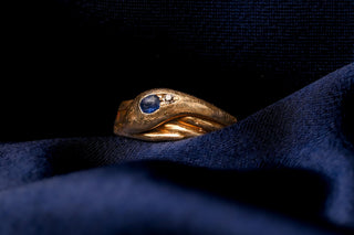 Edwardian 18K Gold Sapphire & Diamond Snake Ring, London 1902