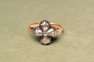 Georgian Rose-Cut Diamond Floral Cluster Ring, c.1780