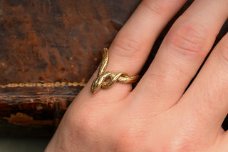 Antique French 18K Gold Intertwined Snake Ring, c.1910