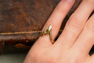 Antique French 18K Gold Intertwined Snake Ring, c.1910