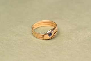 Edwardian 18K Gold Sapphire & Diamond Snake Ring, London 1902