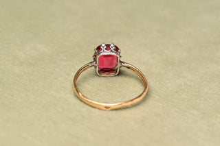 Antique French Pink Paste Solitaire Ring, 18K Gold & Silver, c.1860