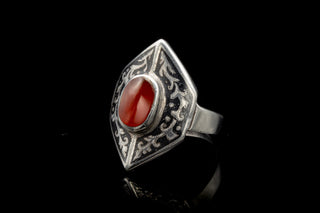 Vintage Thai Silver Nielloed Carnelian Ring-Ravensbury Antiques