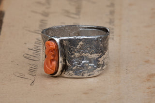 Victorian Coral Cameo Conversion Ring-Ravensbury Antiques