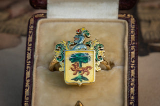 Antique Enamelled Coat of Arms Ring-Ravensbury Antiques