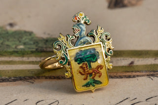 Antique Enamelled Coat of Arms Ring-Ravensbury Antiques