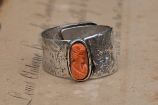 Victorian Coral Cameo Conversion Ring-Ravensbury Antiques