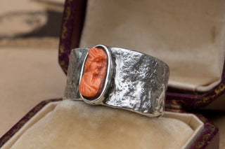 Victorian Coral Cameo Conversion Ring-Ravensbury Antiques