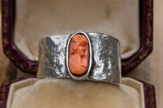 Victorian Coral Cameo Conversion Ring-Ravensbury Antiques