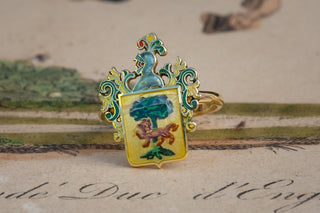 Antique Enamelled Coat of Arms Ring-Ravensbury Antiques