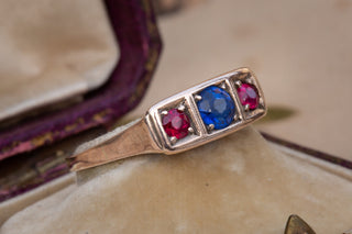 Edwardian Red & Blue Spinel Trilogy Ring-Ravensbury Antiques