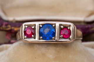 Edwardian Red & Blue Spinel Trilogy Ring-Ravensbury Antiques