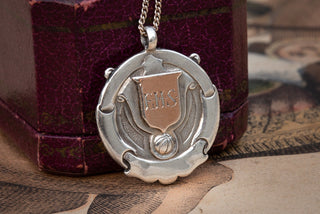 Antique Silver Fob Pendant Medal Necklace-Ravensbury Antiques