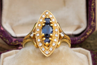 Vintage French Sapphire and Diamond Ring-Ravensbury Antiques