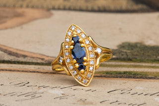 Vintage French Sapphire and Diamond Ring-Ravensbury Antiques