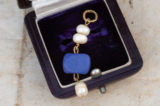 Vintage Lapis Lazuli and Pearl Drop Pendant-Ravensbury Antiques