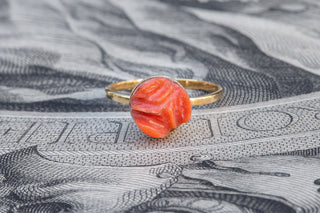 Victorian Carved Coral Rose Ring-Ravensbury Antiques