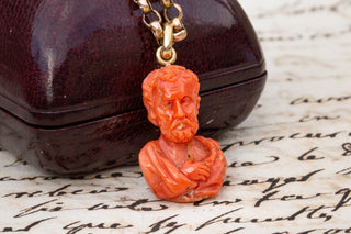 Italian Grand Tour Carved Coral Necklace-Ravensbury Antiques