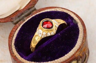 Renaissance Enamelled Rose Cut Garnet Ring-Ravensbury Antiques