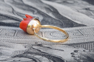 Victorian Carved Coral Rose Ring-Ravensbury Antiques