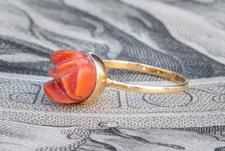 Victorian Carved Coral Rose Ring-Ravensbury Antiques