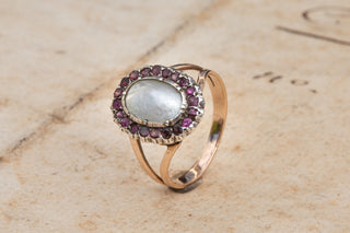 Georgian Pearl and Ruby Cluster Ring-Ravensbury Antiques