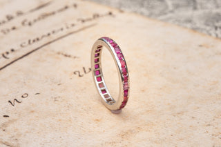 French Art Deco Platinum & Ruby Eternity Ring-Ravensbury Antiques