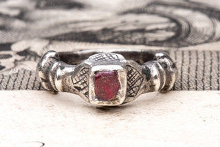 Neo-Renaissance Silver and Garnet Ring-Ravensbury Antiques