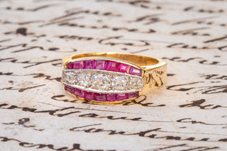 French Art Deco Diamond and Ruby Ring-Ravensbury Antiques